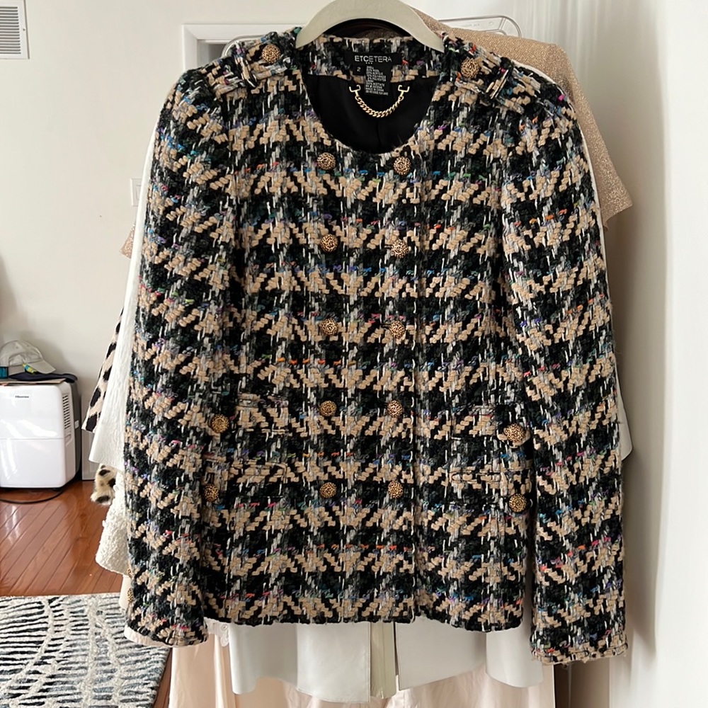ETCETERA Tweed Blazer w Rainbow Thread | Size 2